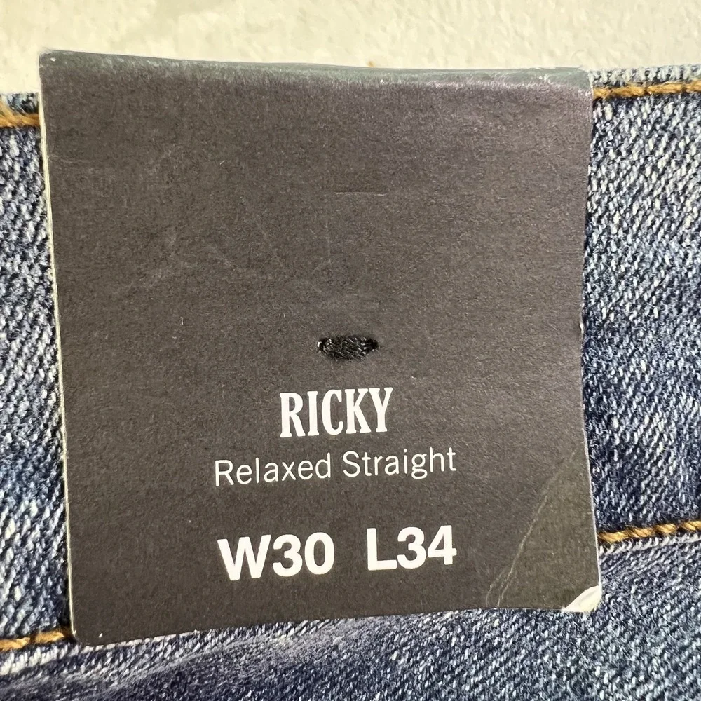 TRUE RELIGION Ricky Relaxed Straight Snap Flap Jean Mens 30/34 (READ) 700644 NWT